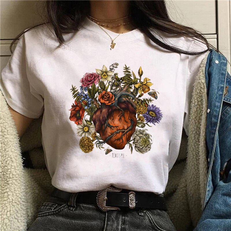 Funny Mushroom Print T-shirt Versatile Top T-shirt