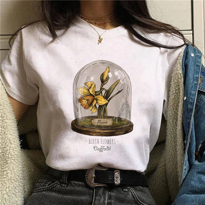 Funny Mushroom Print T-shirt Versatile Top T-shirt