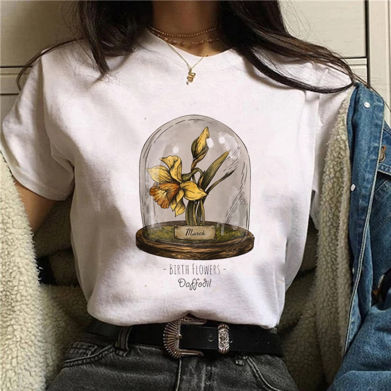 Funny Mushroom Print T-shirt Versatile Top T-shirt