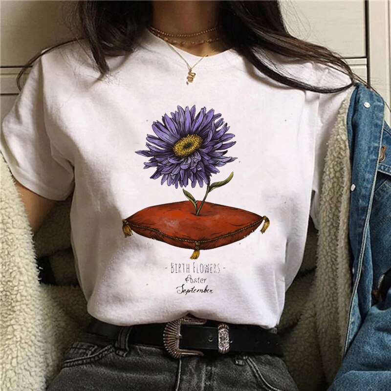 Funny Mushroom Print T-shirt Versatile Top T-shirt