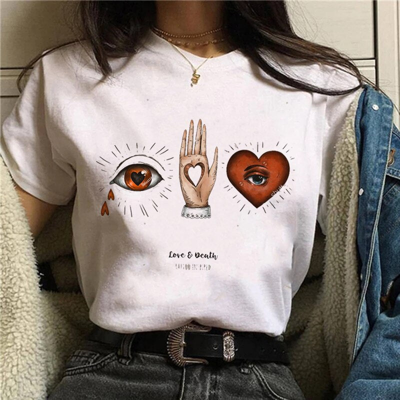 Funny Mushroom Print T-shirt Versatile Top T-shirt