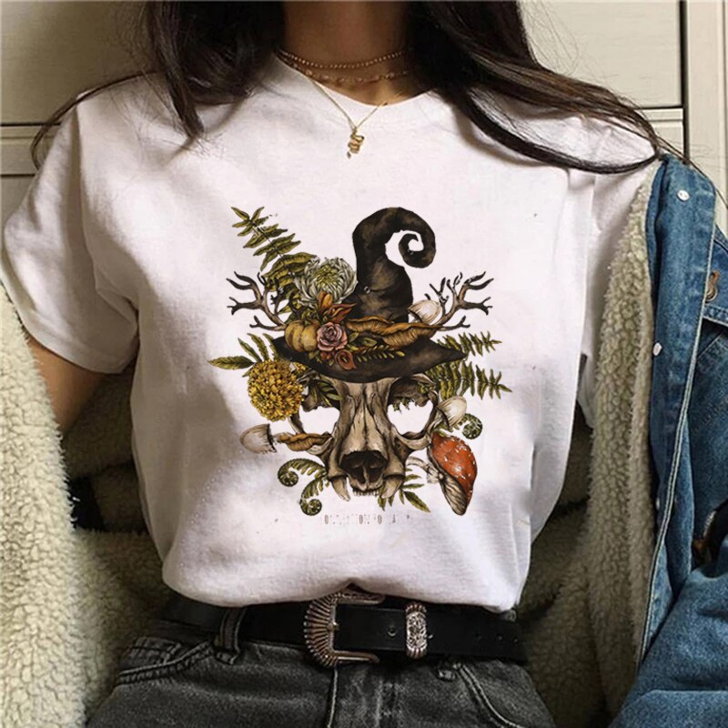 Funny Mushroom Print T-shirt Versatile Top T-shirt