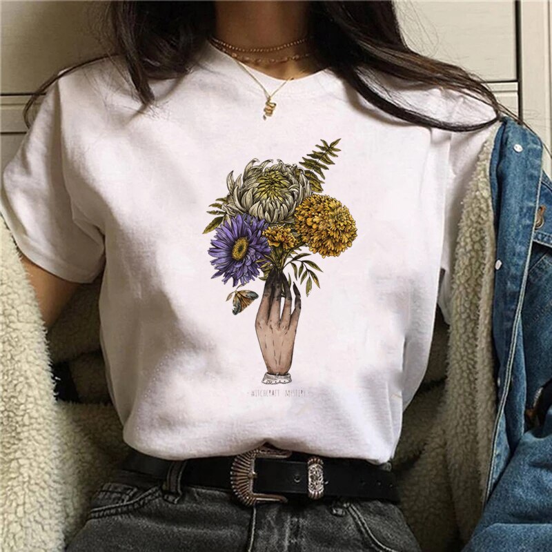 Funny Mushroom Print T-shirt Versatile Top T-shirt