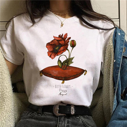 Funny Mushroom Print T-shirt Versatile Top T-shirt
