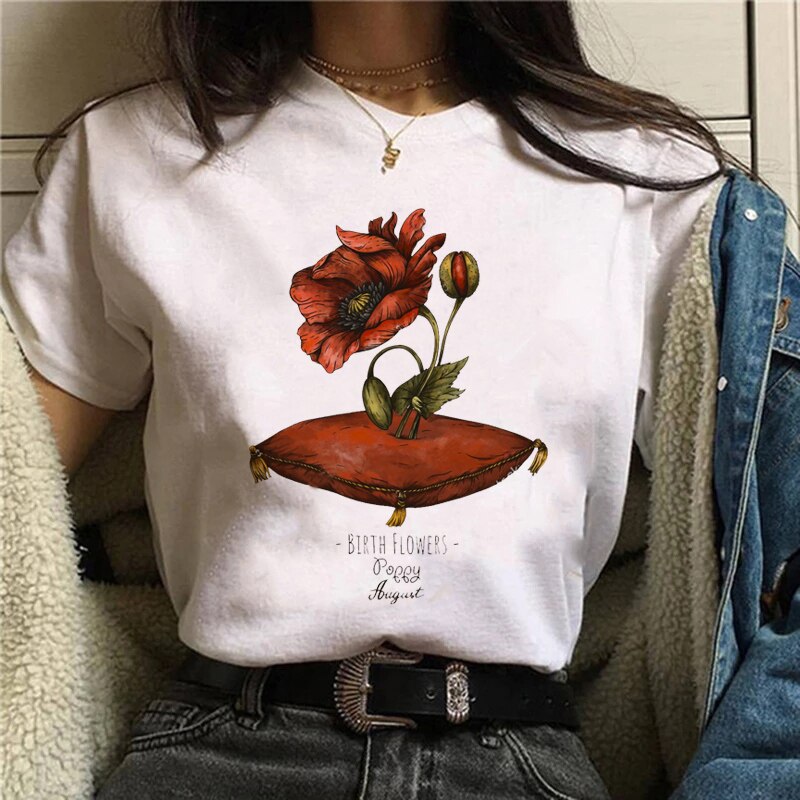 Funny Mushroom Print T-shirt Versatile Top T-shirt