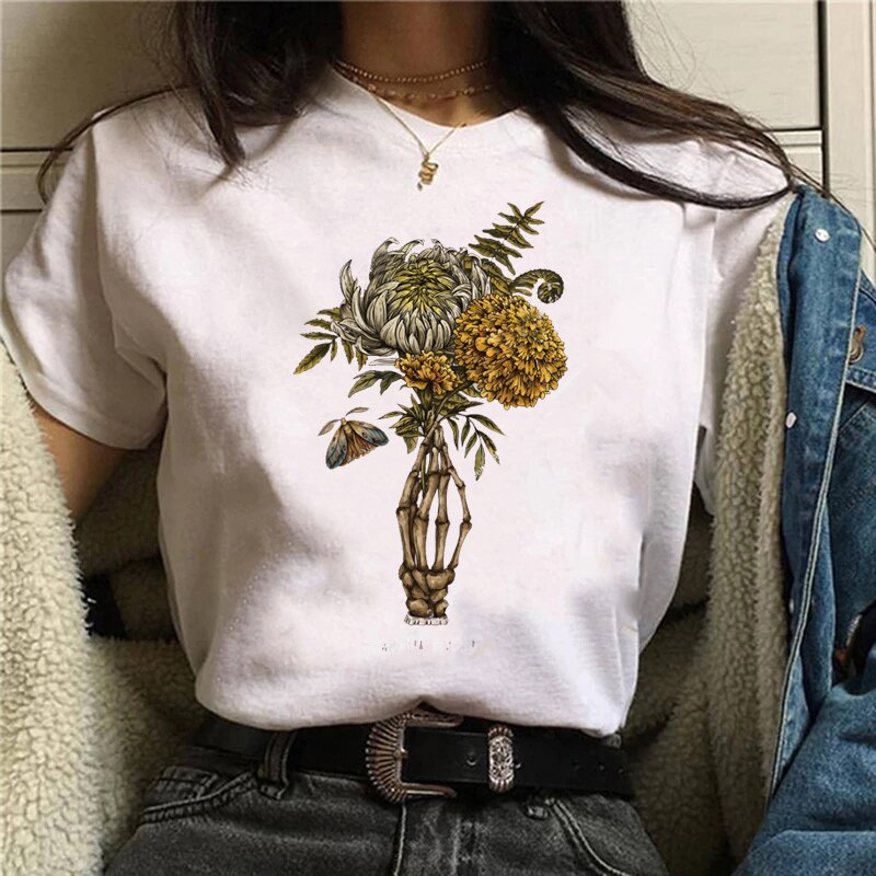 Funny Mushroom Print T-shirt Versatile Top T-shirt
