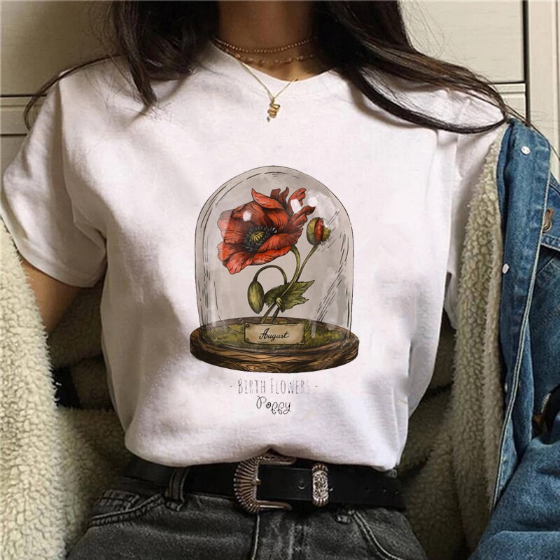 Funny Mushroom Print T-shirt Versatile Top T-shirt