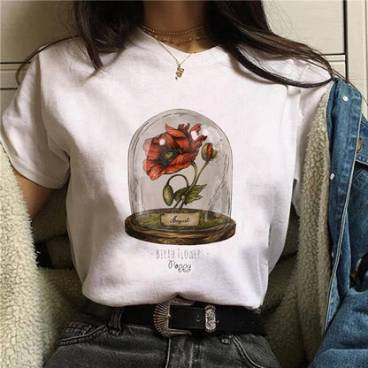 Funny Mushroom Print T-shirt Versatile Top T-shirt