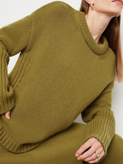 High-cuff Crewneck Sweater Skirt Set