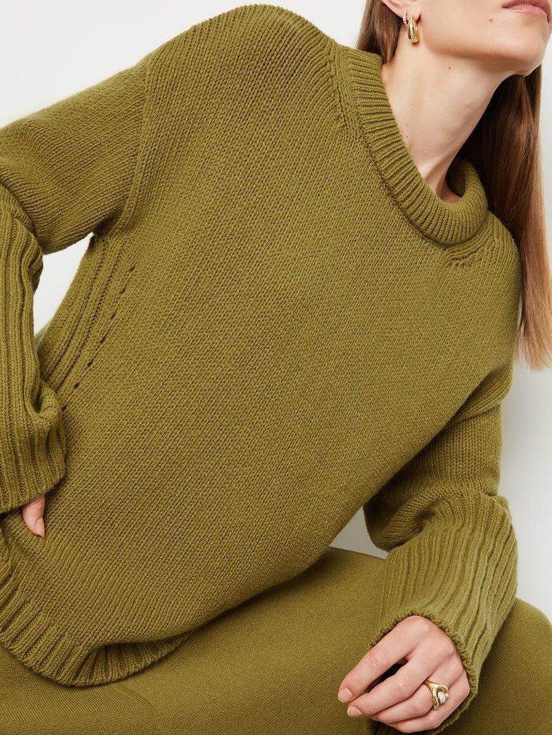 High-cuff Crewneck Sweater Skirt Set