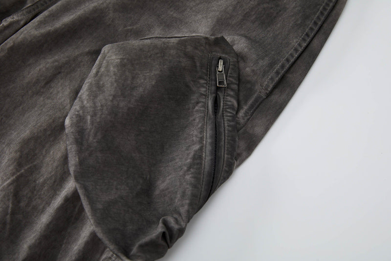 Multi-pocket Crinkled Drawstring Cargo Pants