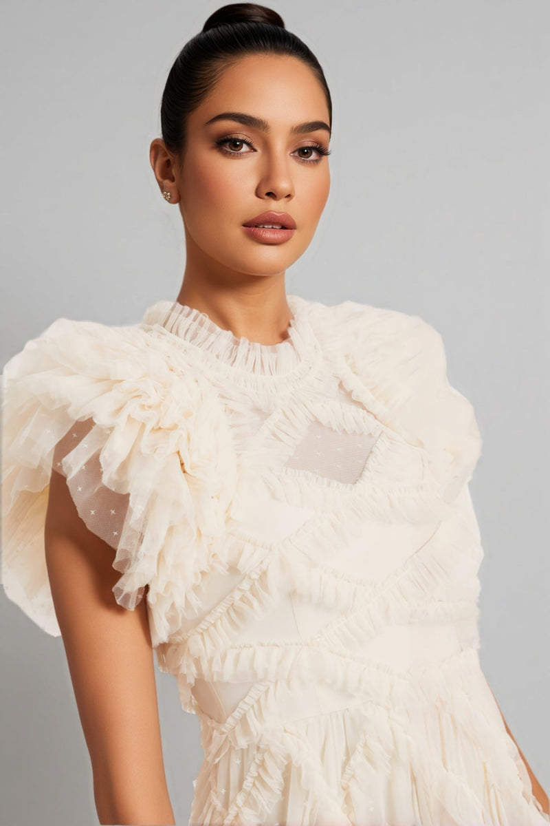 Miro Ruffle Mesh Maxi Dress