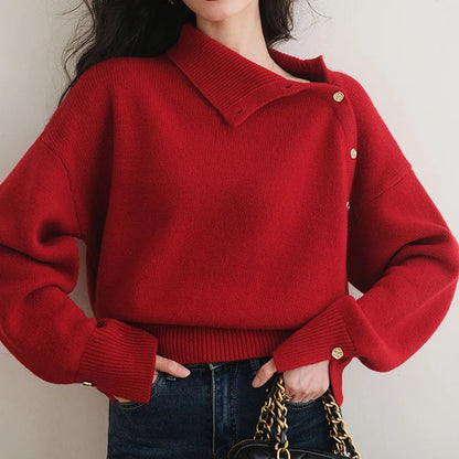 Turtleneck Christmas Sweater With Buttons