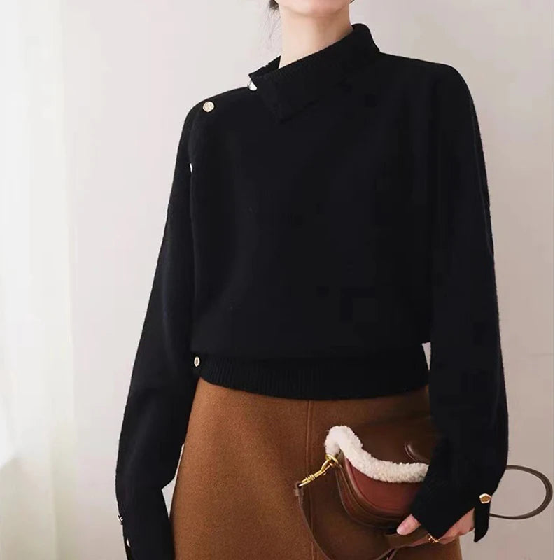 Turtleneck Christmas Sweater With Buttons