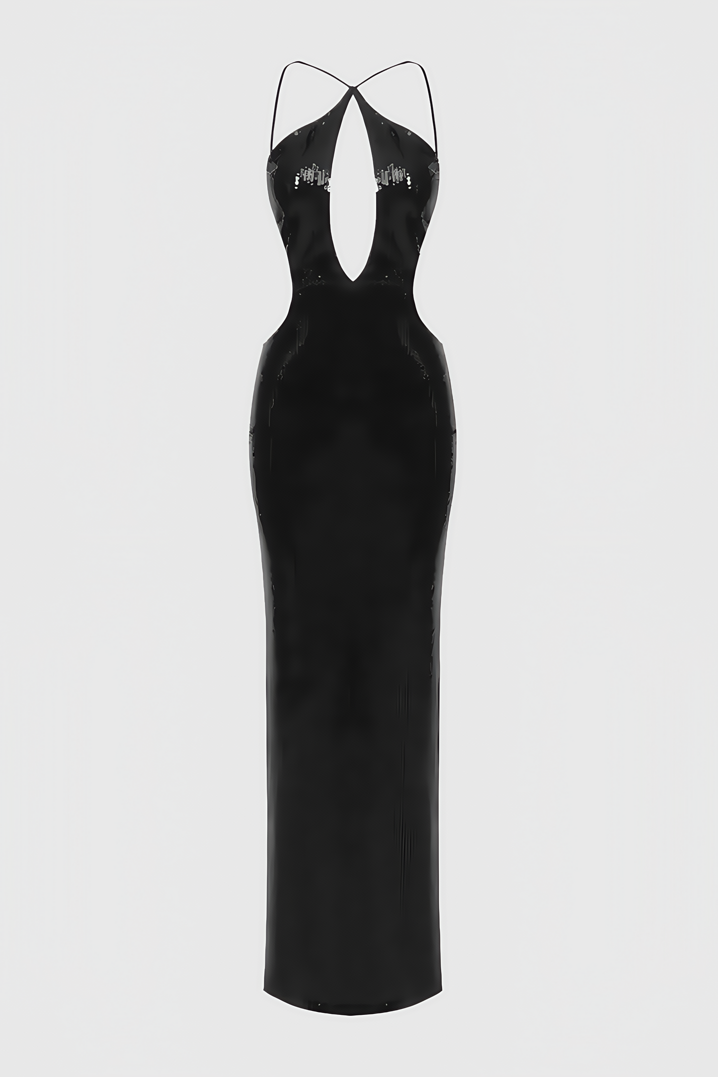 Creamy Black Cutout Sequin Maxi Dress