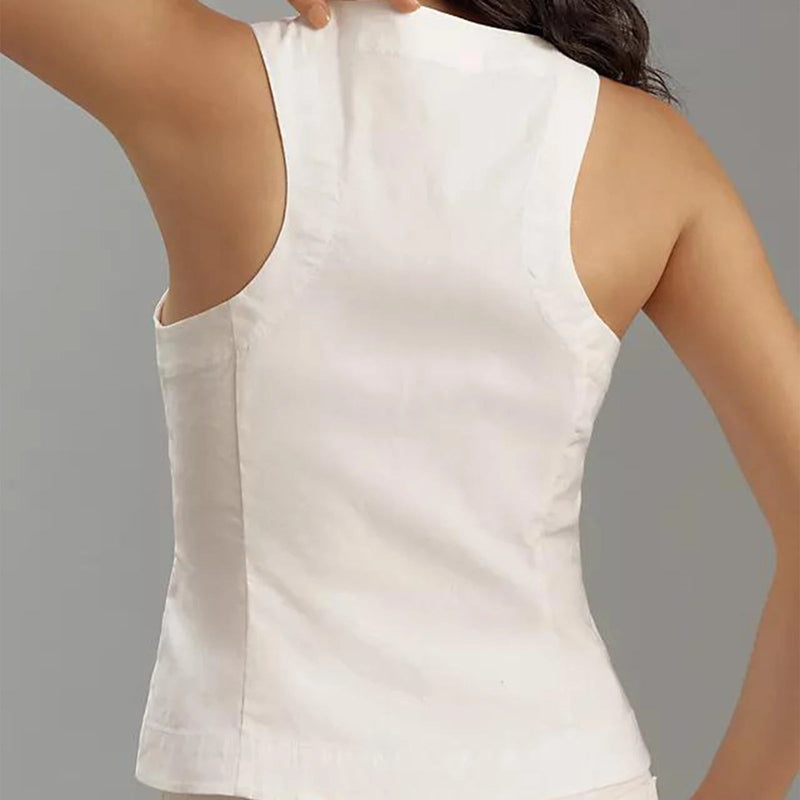 Button-down Waistcoat Crop Top