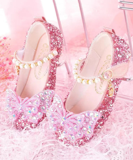 Shoes Strap Girl Nail Buckle Crystal Pink Baby Bead Princess