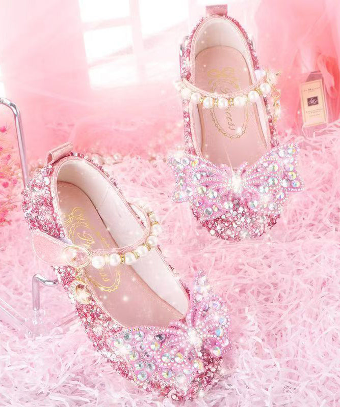 Shoes Strap Girl Nail Buckle Crystal Pink Baby Bead Princess