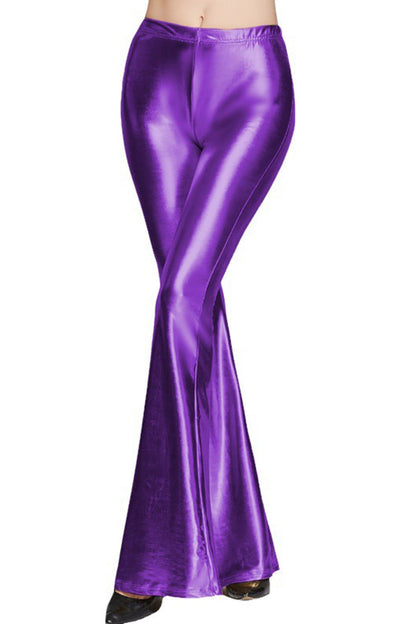 Glossy Pu Leather Flares Long Pants