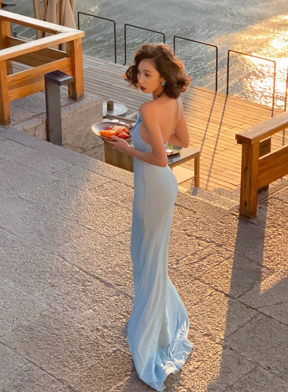 Goddess Halter Maxi Dress