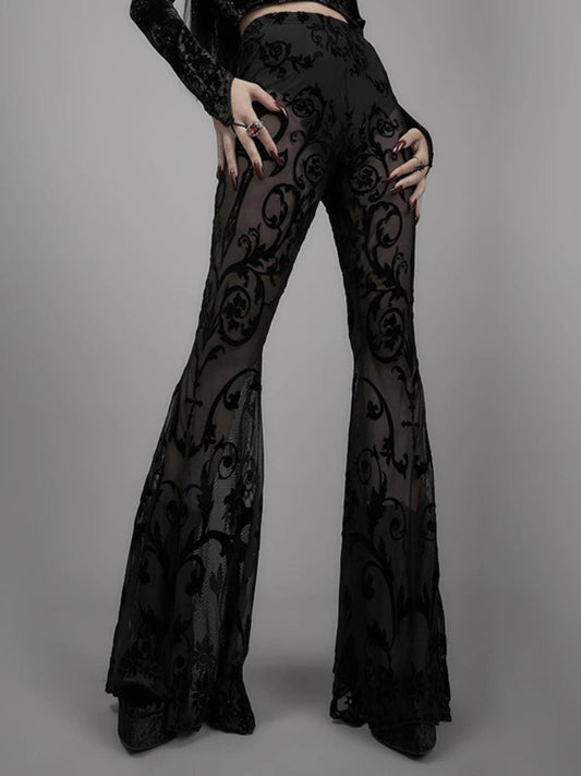 Harajuku Punk Grunge High Waist Cosplay Summer See Through Pants