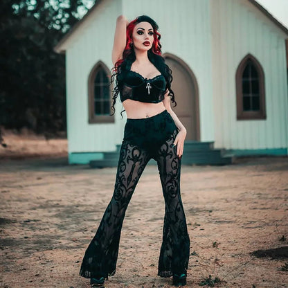 Harajuku Punk Grunge High Waist Cosplay Summer See Through Pants