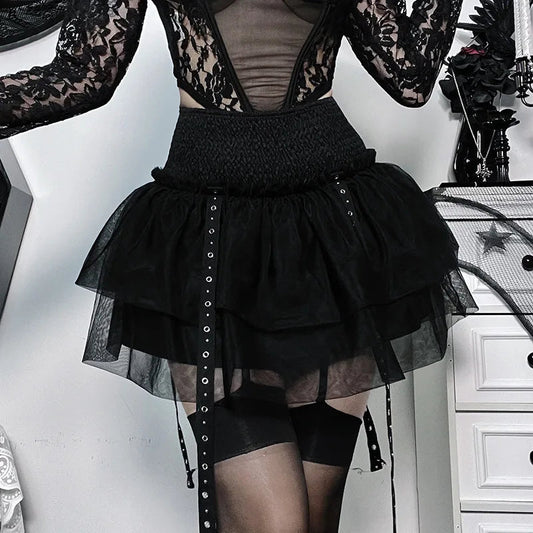 Gothic Steampuffy Tutu Retro Classic High Waist Tulle Multi Layered for Cosplay Party Dress Skirt