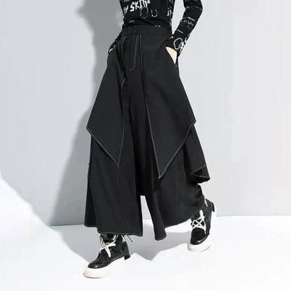Gothic Y2k Double Layer Culottes Samurai Pants