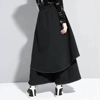 Gothic Y2k Double Layer Culottes Samurai Pants