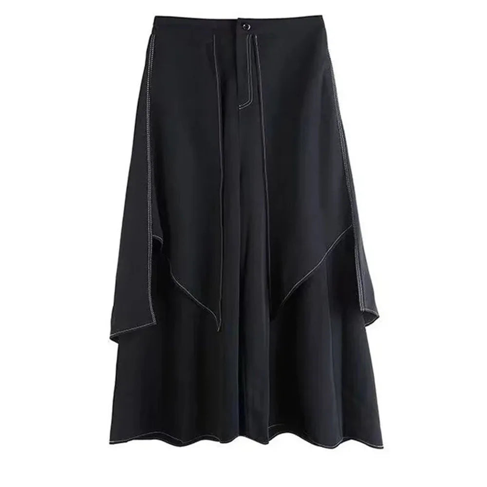 Gothic Y2k Double Layer Culottes Samurai Pants