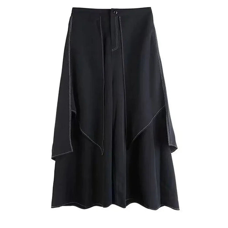 Gothic Y2k Double Layer Culottes Samurai Pants