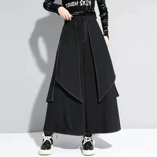 Gothic Y2k Double Layer Culottes Samurai Pants