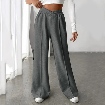 V-shaper Elastic Wide Leg Stylish Gray Jogging Leisure Sweatpants