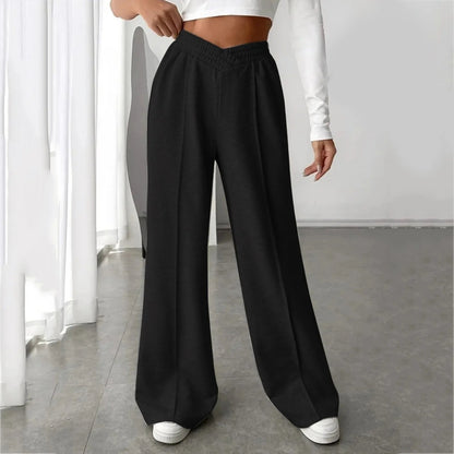 V-shaper Elastic Wide Leg Stylish Gray Jogging Leisure Sweatpants