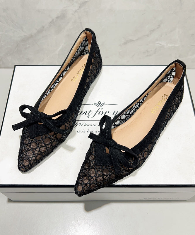 Green Flat Feet Shoes Breathable Mesh Comfy Splicing Bow Tp020