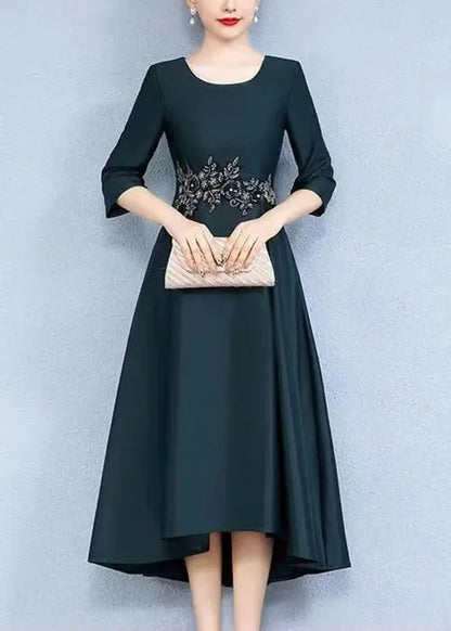 Silk Long Dress O Neck Summer