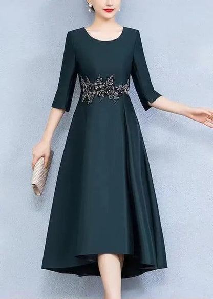 Silk Long Dress O Neck Summer