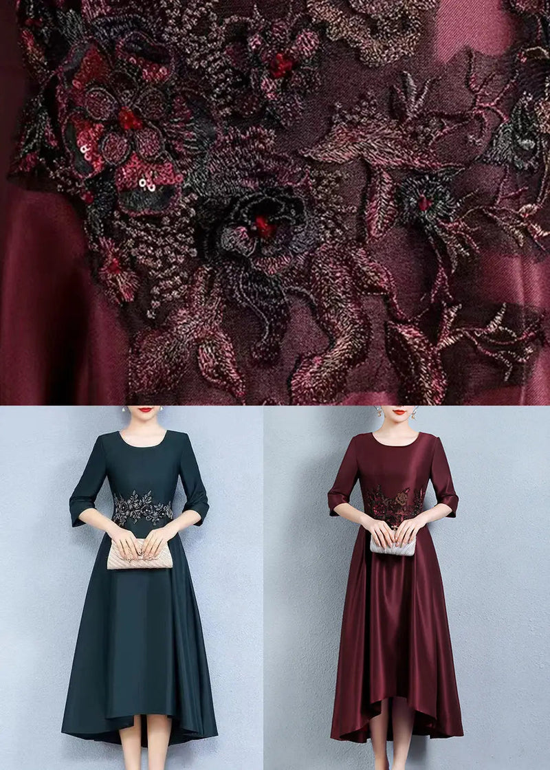 Silk Long Dress O Neck Summer