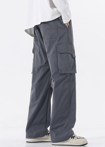 Pockets Pants Waist Spring Elastic Cotton Green