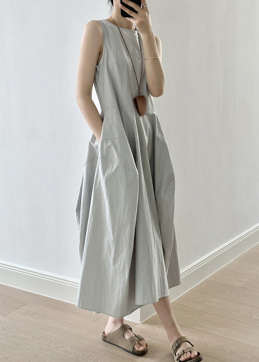 Green Patchwork Cotton Long Dress Zippered Fall Qe010