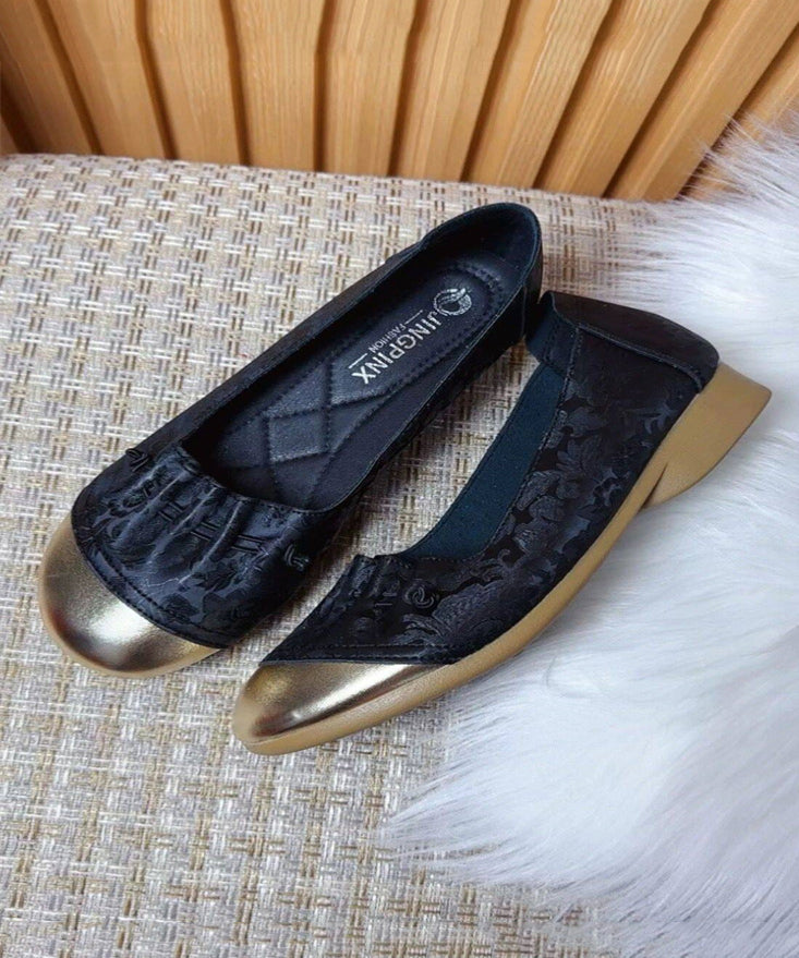 Green Print Cinched Splicing Flat Feet Shoes Ap1035