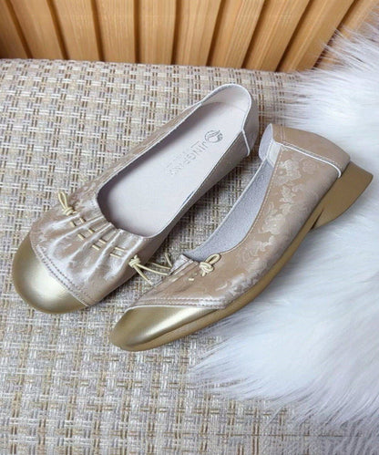 Green Print Cinched Splicing Flat Feet Shoes Ap1035