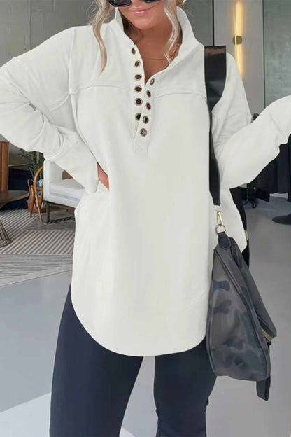 Button Up Long Sleeve Sweatshirt