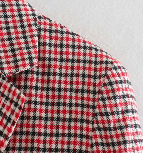 Fall Blazer Jacket Tops Office Wear Korean Plaid Blazer Orange Long Blazer Coat