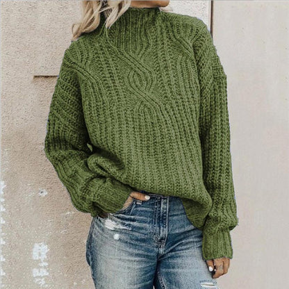 Knitted Sweater for With a High Collar and Classic Fit – Soft and Warm for Autumn and Winter