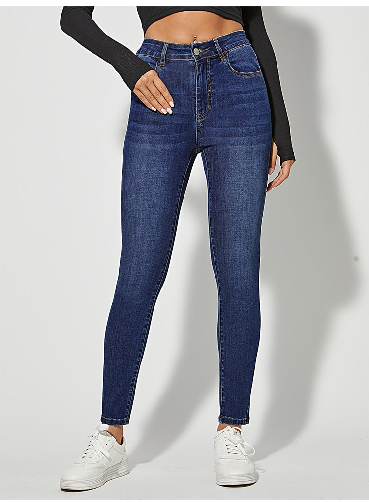 Classic Skinny Jeans High Waist Stretch Jean Wash Denim Leggings Slim Elastic Pencil Pant