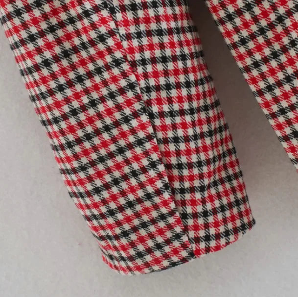 Fall Blazer Jacket Tops Office Wear Korean Plaid Blazer Orange Long Blazer Coat
