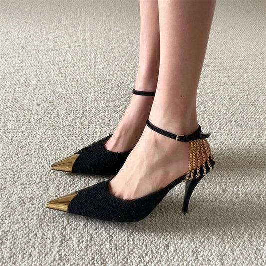 New Pointed Toe Buckle Pumps Super Stiletto High Heels Party Wedding Shoes Femmes Chaussures
