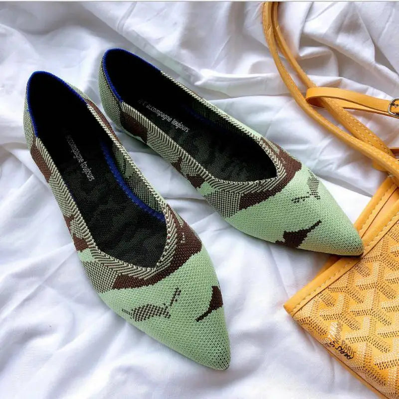 Flats Shoe Female Pointy Ballet Slipon Loafers Soft Sole 3d Wool Knitted Pregnant Moccasins Boat Shoes Flats