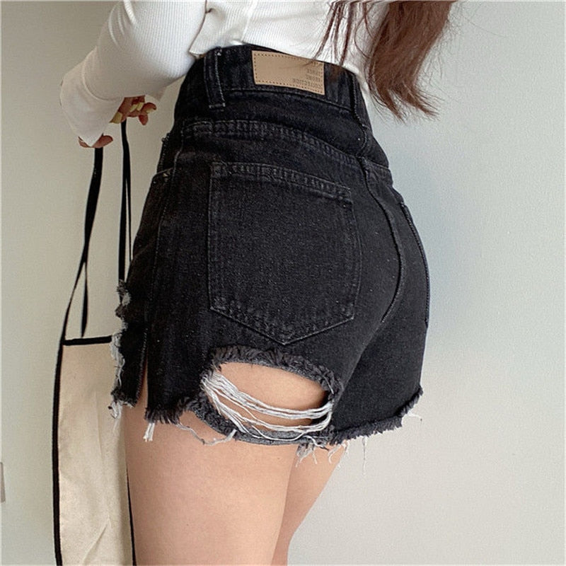 Denim Shorts With Tassel Pockets Mini Short Jeans